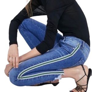 Zara Jeans Skinny Side Stripe Distressed Hem